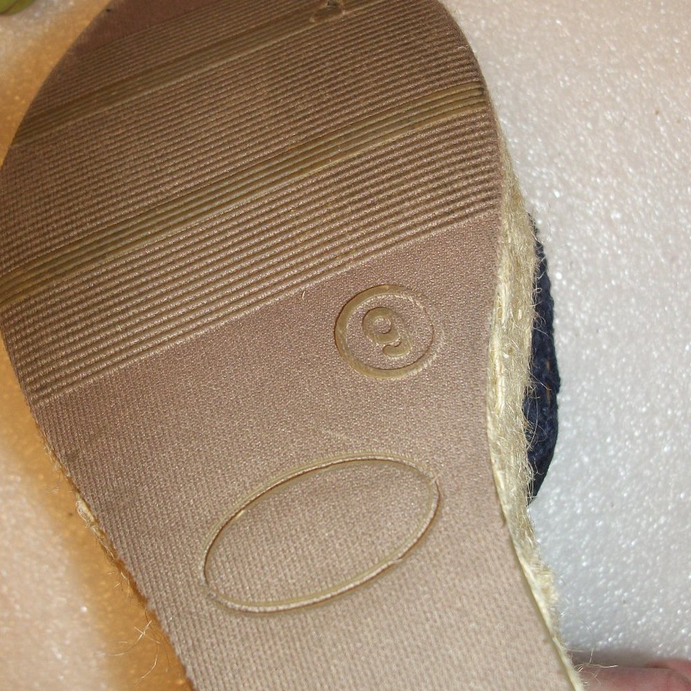 SOLD! CANDIE'S 9M Navy  Blue Espadrille Wedge Sandals 4.5" Heel NWOT - Picture 8 of 10